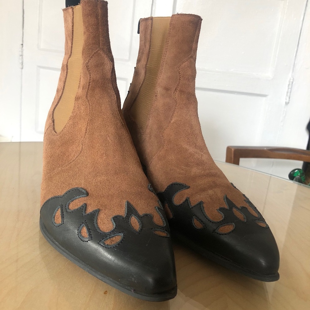 ASOS Brown Suede Western Boots with Cuban Heel